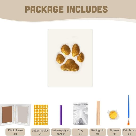 Paw Print Kit with Picture Frame and Imprint Clay, Pawprints Impression Keepsake - Picture 5 of 6